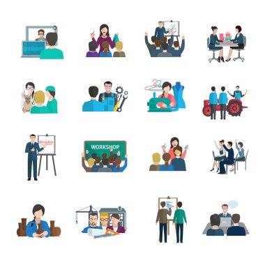 Atölye düz Icons Set