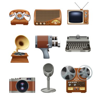 Retro vintage aygıtları sembollerin set 