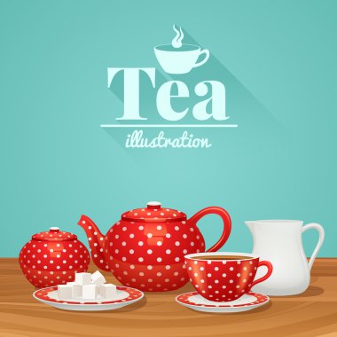 Çay çömlek illüstrasyon