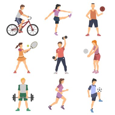 Spor insanlar simgeler kümesi düz