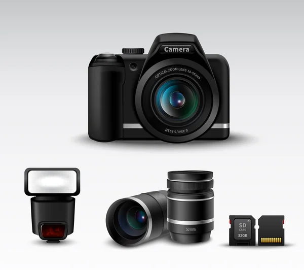 Camera en accessoire — Stockvector