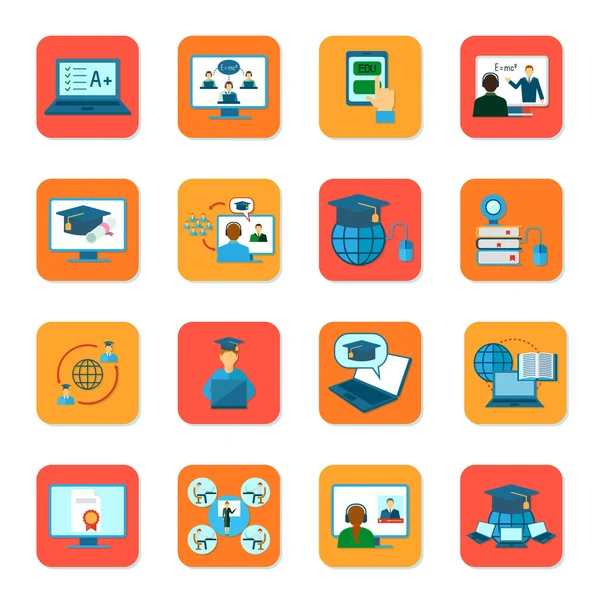 Ensemble d'icônes d'éducation en ligne — Image vectorielle