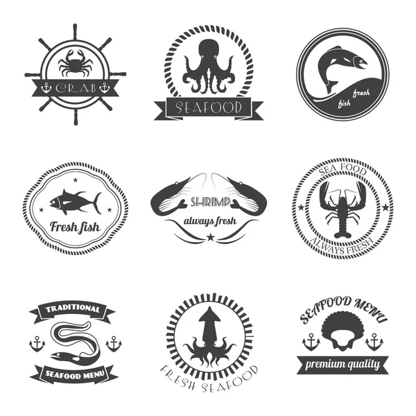 Set de etiquetas de alimentos de mar — Archivo Imágenes Vectoriales