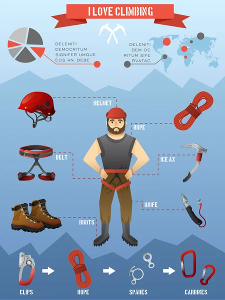 Afiche de infografías de escalada — Vector de stock