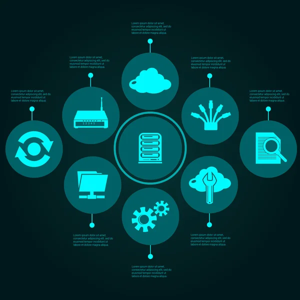 Conjunto de infográficos de rede —  Vetores de Stock