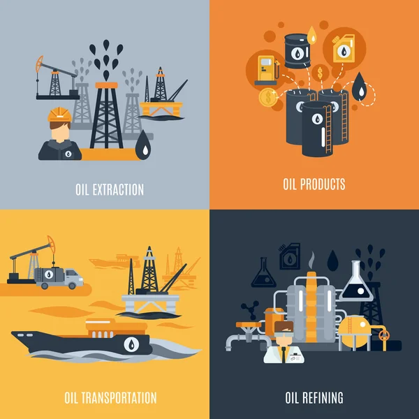 Icono plano de la industria petrolera — Archivo Imágenes Vectoriales