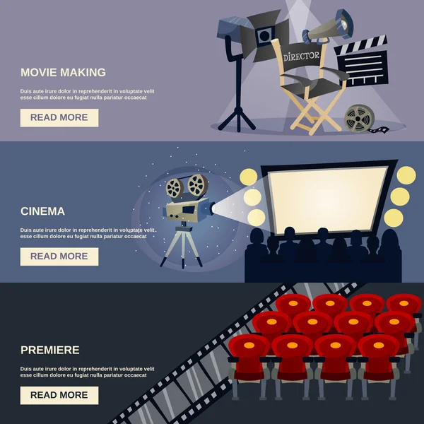 Conjunto de pancartas de cine — Vector de stock