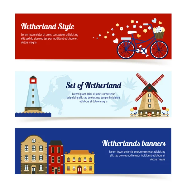 Países Bajos Banners horizontales — Vector de stock