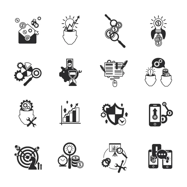 Business analysis icons set black — Stock Vector