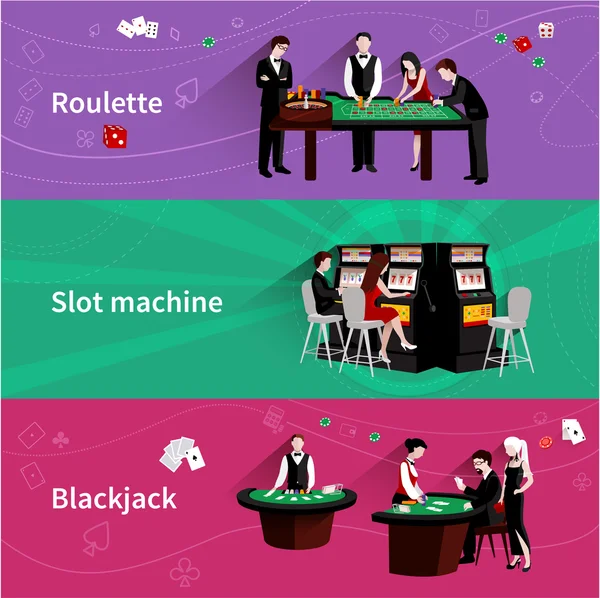 Mensen In Casino Banner Set — Stockvector