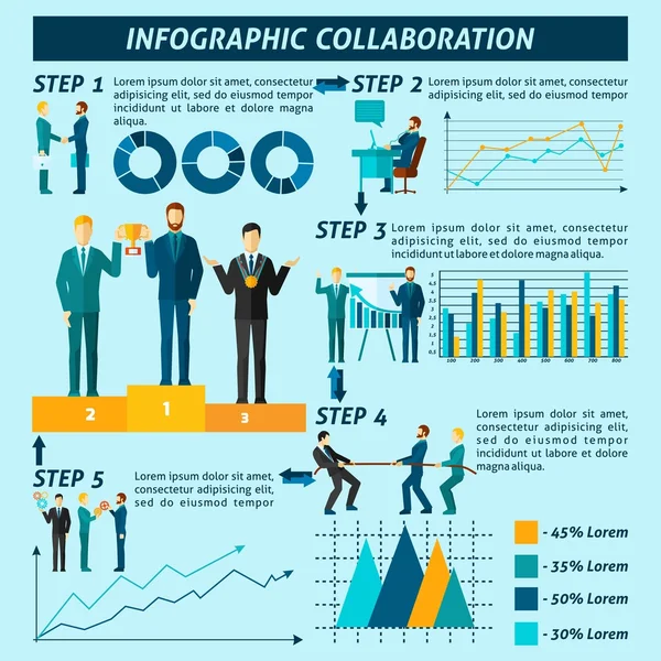 Conjunto de infografías de colaboración — Archivo Imágenes Vectoriales