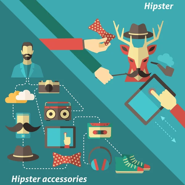 Hipster hörnet Set — Stock vektor