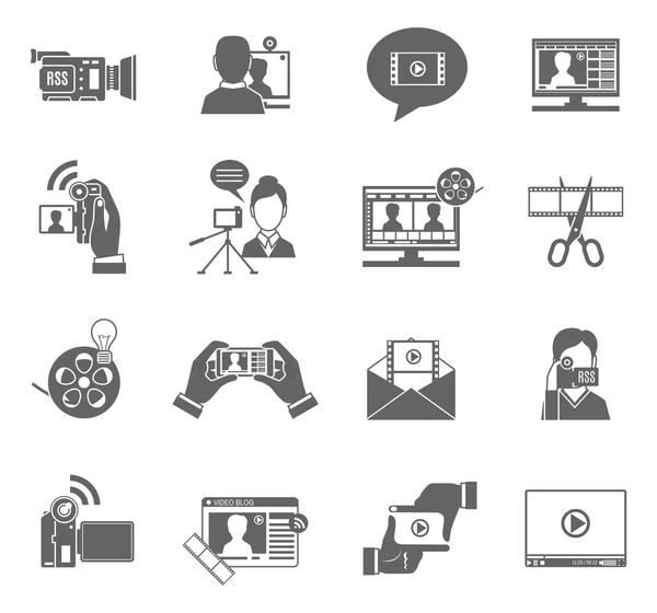 Video Blog Icons Set — Stock Vector