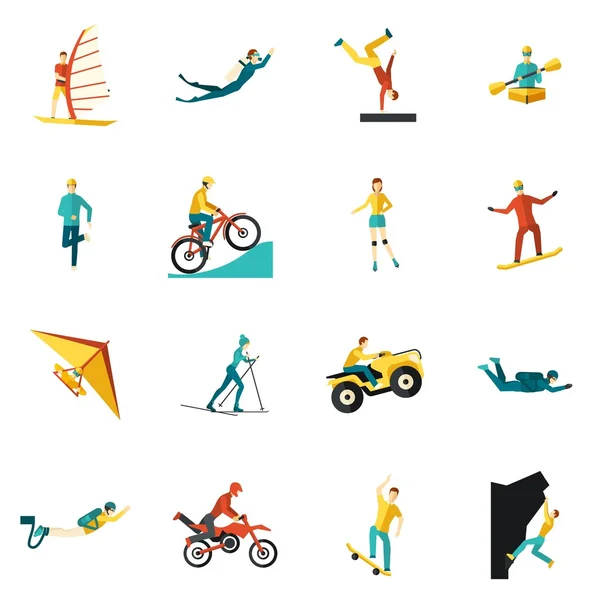 Extreme sporten plat pictogrammen set — Stockvector