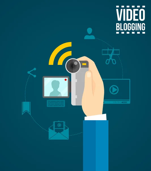 Video Blogging koncepció — Stock Vector