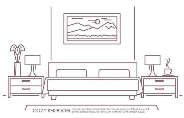 Mobilier dormitor schiță — Vector de stoc