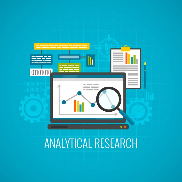 Ícone de dados e pesquisa analítica — Vetor de Stock