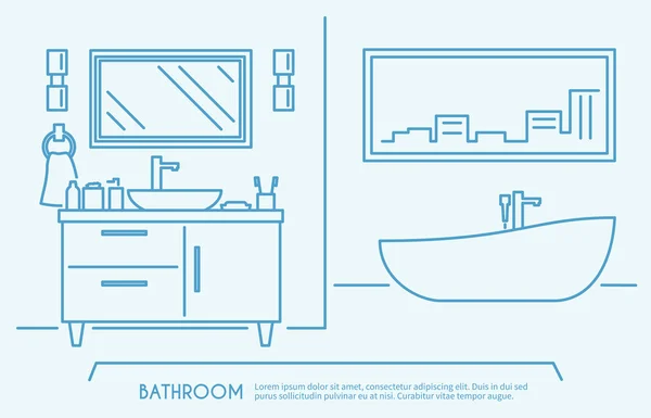 Esquema de muebles de baño — Vector de stock