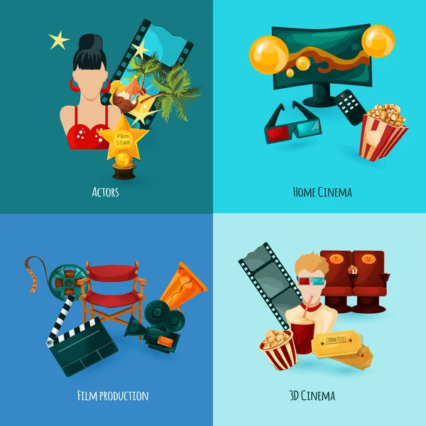 Cine conjunto de dibujos animados — Vector de stock