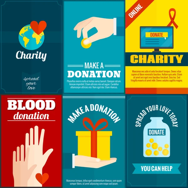 Conjunto de cartazes de caridade —  Vetores de Stock