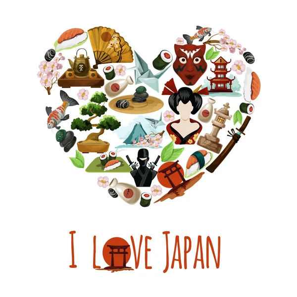 Aşk Japonya Poster — Stok Vektör