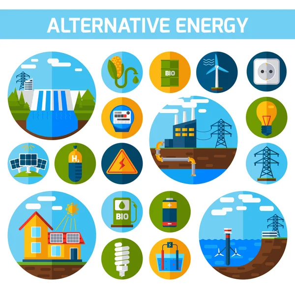 Alternatif enerji simgeler kümesi — Stok Vektör