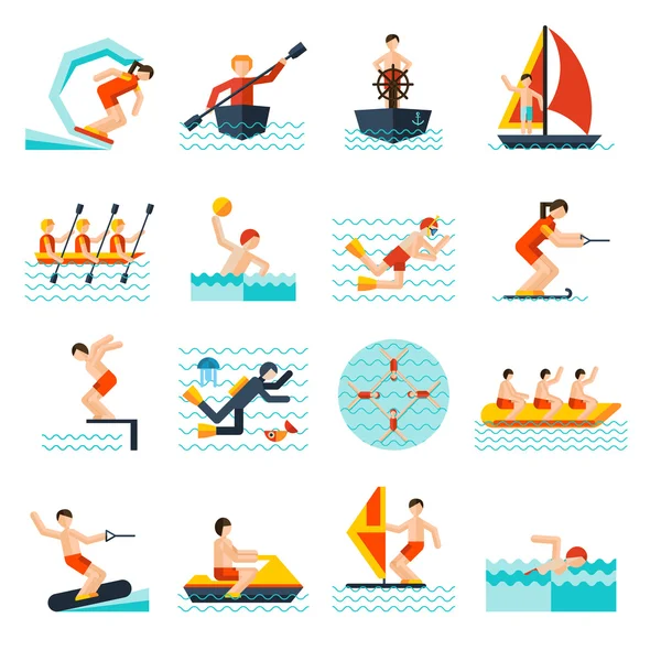 Conjunto de iconos de deportes acuáticos — Vector de stock