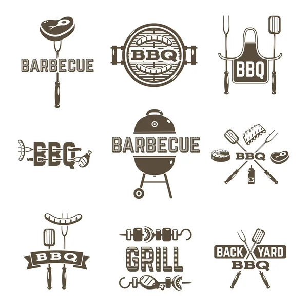 Barbecue en Grill Labels — Stockvector