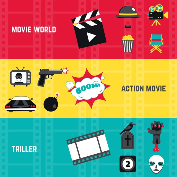 Set de banner de película — Vector de stock