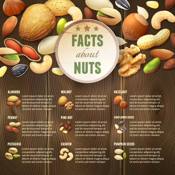 Nuts On Wooden Background