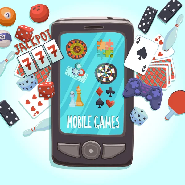 Mobile phone games concept — Stock Vector