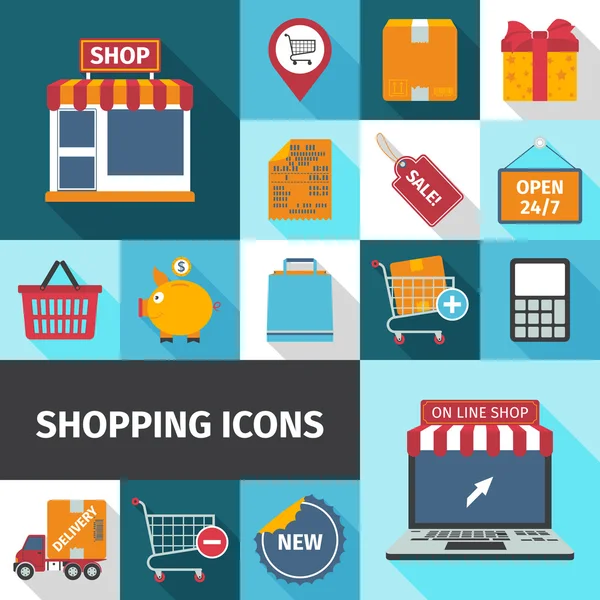 Alışveriş kare Icons set — Stok Vektör