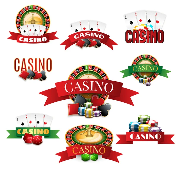 Set di emblemi del casinò — Vettoriale Stock