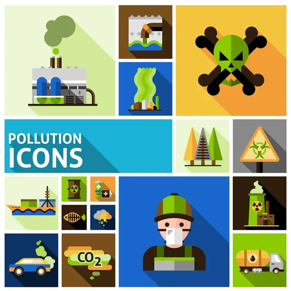 Zestaw ikon zanieczyszczenia — Wektor stockowy