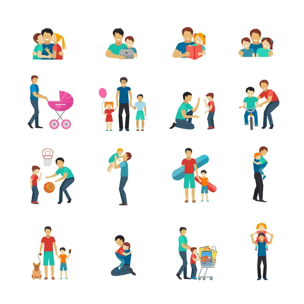 Fatherhood Flat Icons — Stock Vector