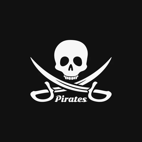 Piratas logotipo do crânio ícone emblema — Vetor de Stock