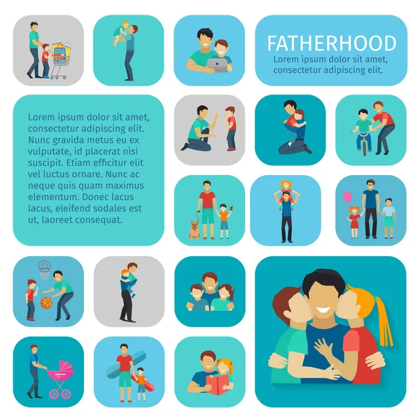 Fatherhood Flat Icons Set — Stock Vector