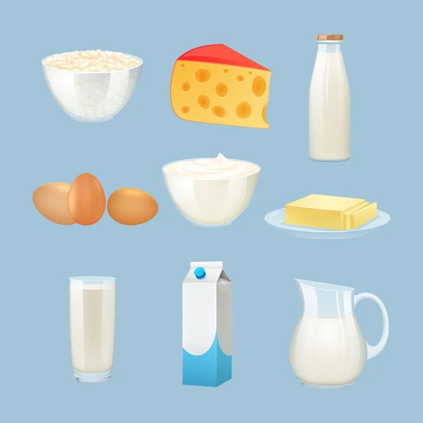 Melk producten set — Stockvector