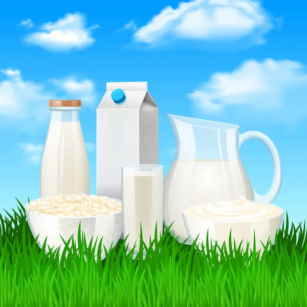 Illustration zu Milchprodukten — Stockvektor