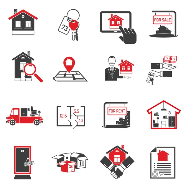Real estate black icons set — Stock Vector