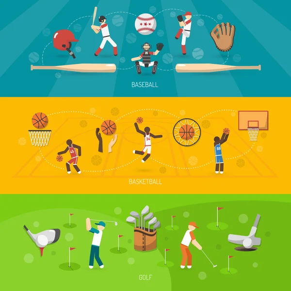 Ensemble horizontal de bannière de sport — Image vectorielle