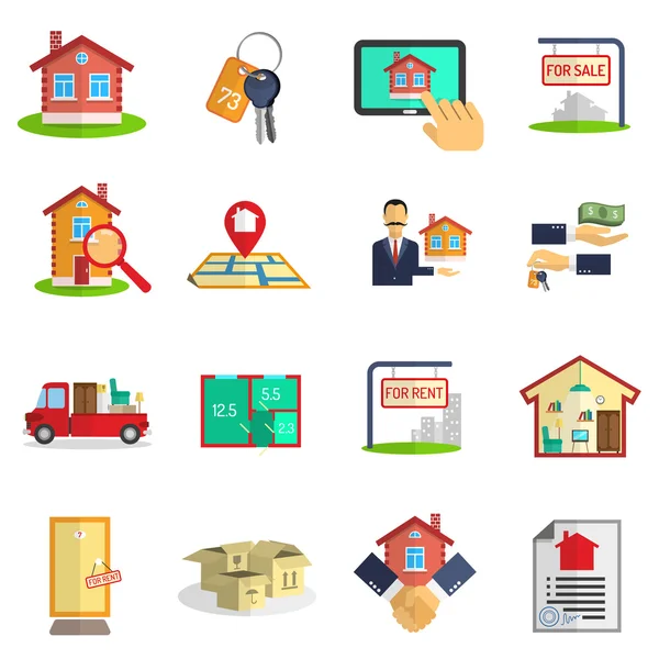 Conjunto de iconos inmobiliarios — Vector de stock