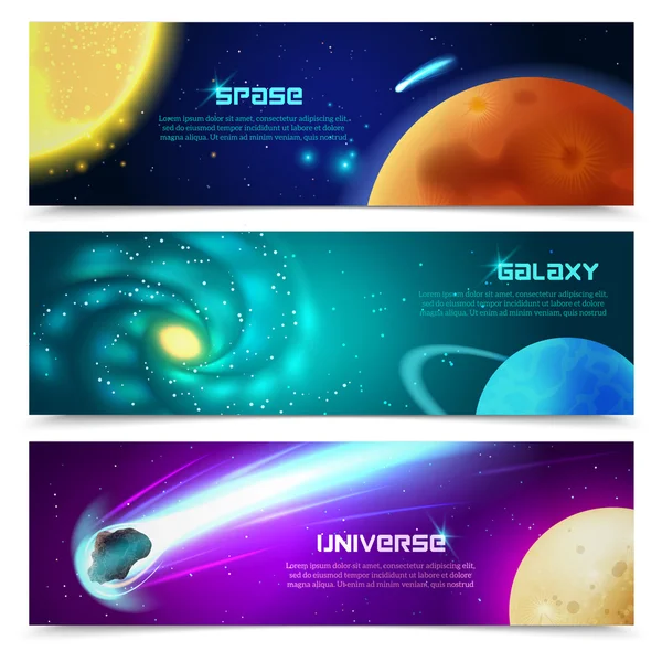 Cosmos galaxy bannery set — Stockový vektor