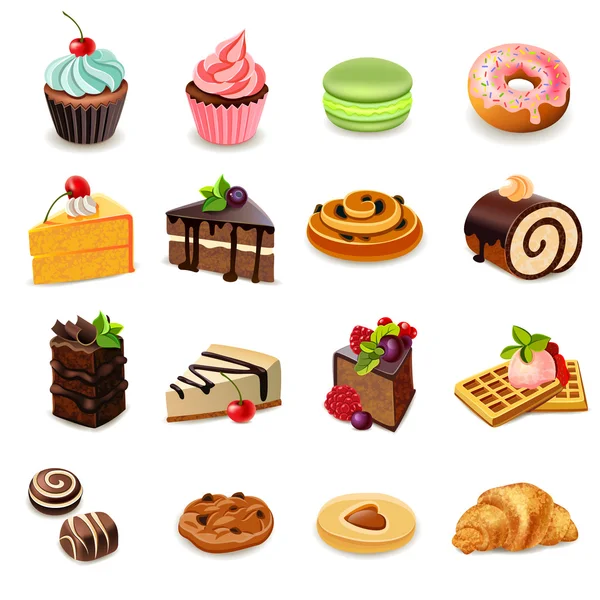 Conjunto de iconos de pasteles — Vector de stock