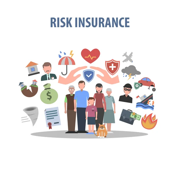 Conceito de seguro plana — Vetor de Stock