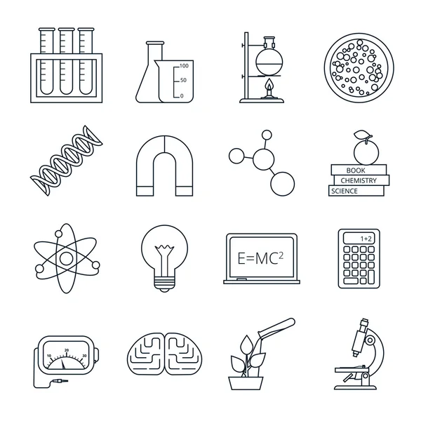 Icônes scientifiques décrites ensemble d'icônes — Image vectorielle