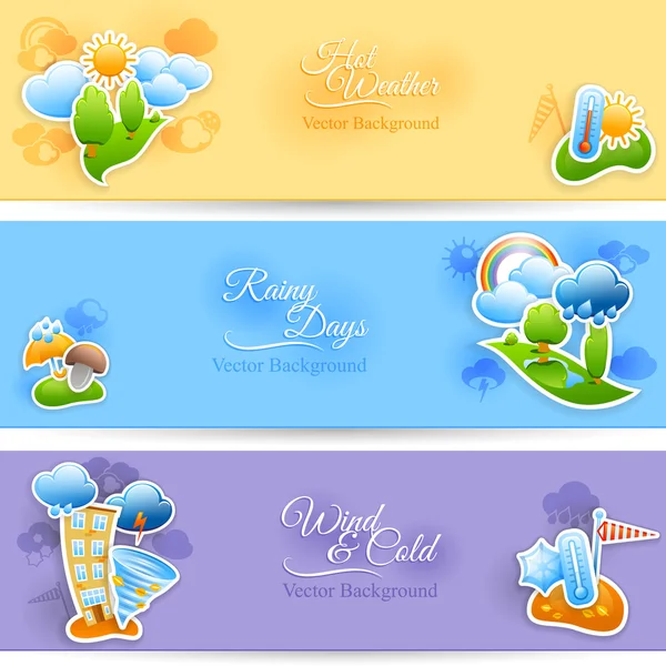 Weather background banners set — Stock Vector