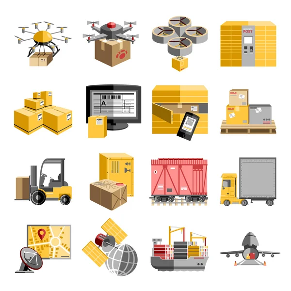 Novo conjunto de ícones de logística plana —  Vetores de Stock