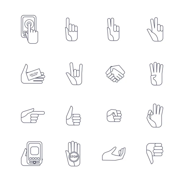 Ruky ikony nastavené linii obrysu — Stockový vektor