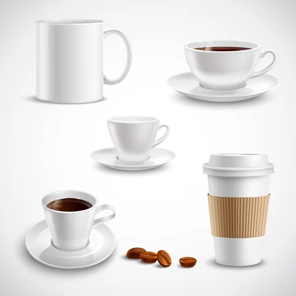 Realistiska kaffe Set — Stock vektor